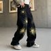 Graffiti Jeans – Men's Loose Straight-Leg Pants With Splatter Paint & Rhinestone Detailing Fashion Trends_mkmklike.com