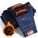 Men's Fleece-Lined Straight Leg Jeans - Winter Warm Casual & Business Trousers, Comfortable Stretch Denim For Work & Daily Wear_mkmklike.com