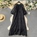 Women's hollow hook loose slim temperament dress long skirt_mkmklike.com
