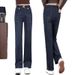 Elastic Waist Wide-Leg Jeans For Women, Fall/Winter 2025 New Popular High-Waisted Pants, Vintage Fleece-Lined Slim_mkmklike.com