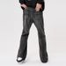 Nordmann Black And Gray Jeans For Men With Distressed Heel, Loose Straight-Leg American Retro Versatile Casual Pants_mkmklike.com