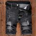 Men's Clothing Summer White Loose Casual Straight Leg Denim Shorts For Men Trendy Mid-Length Drawstring Pants_mkmklike.com