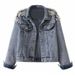 Women's Embroidered Denim Jacket With Beads & Pearls – Oversized Casual Coat, Comfortable & Stylish, S-5XL (Black/Blue)_mkmklike.com