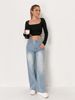 High-Waisted Wide-Leg Jeans – Vintage Washed Blue Denim (XS-2XL, Comfortable & Office-Ready Fit)_mkmklike.com