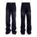 Cleanfit Men's Grey Flared Jeans Retro High Street Vibe Washed Ankle Tassel Detail Slim Fit Casual Denim Pants_mkmklike.com