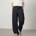Men's Raw Denim Retro Black Jeans Straight Leg Loose Fit Casual Long Pants Textured Handmade Triangular Needle Embroidery Spring Style_mkmklike.com
