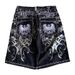 Heavy Embroidery Rhinestone Denim Shorts Trendy Harajuku Style For Men And Women Dark Color Style_mkmklike.com