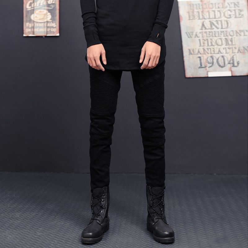 Men's Stretch Denim Jeans - Slim Fit Distressed Casual Pants With Mid Rise & Tapered Leg For Streetwear Fashion_mkmklike.com