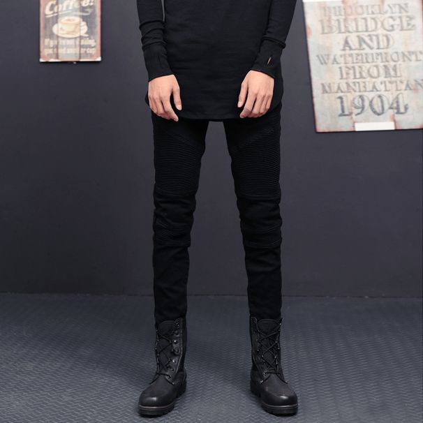 Men's Stretch Denim Jeans - Slim Fit Distressed Casual Pants With Mid Rise & Tapered Leg For Streetwear Fashion_mkmklike.com