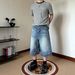 Men's Washed Whiskered Cropped Trousers Style Loose Fit Button Down Distressed Denim Shorts_mkmklike.com
