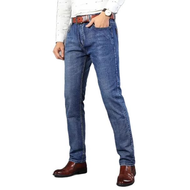 HME plus Size Men's Jeans European American Style Stretch Business Casual Straight Leg Long Pants_mkmklike.com