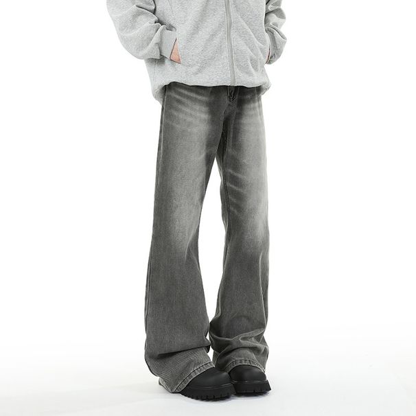 Classic Straight-Leg Men's Jeans Vintage Washed Cotton Denim Casual Streetwear Mid-Rise No Stretch S-3XL_mkmklike.com