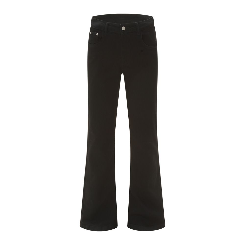 Men's Hippie Vintage Solid Black Flare Jeans – Cleanfit Wide-Leg Denim Pants For Retro & Streetwear Looks (Sizes S-XXL)_mkmklike.com