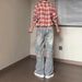 American High Street Ripped Jeans Men's Autumn Ruffian Handsome High-end Pants Floral Full Print Straight Vibe Trousers_mkmklike.com