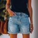Women's Clothing Summer Fashion Ripped Straight Leg Denim Shorts For Women Casual_mkmklike.com