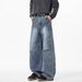 Men's Clothing Retro Pleated Washed Jeans For Men And Women Deconstructed Wide Leg Scimitar Pants Loose Straight Leg Versatile Casual Pants Trend_mkmklike.com
