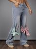 Women's Clothing Wide Leg Jeans Elegant Bow-Tie High Waist Wide Leg Jeans For Women - Retro Loose Fit Straight Denim Pants In Classic Blue_mkmklike.com