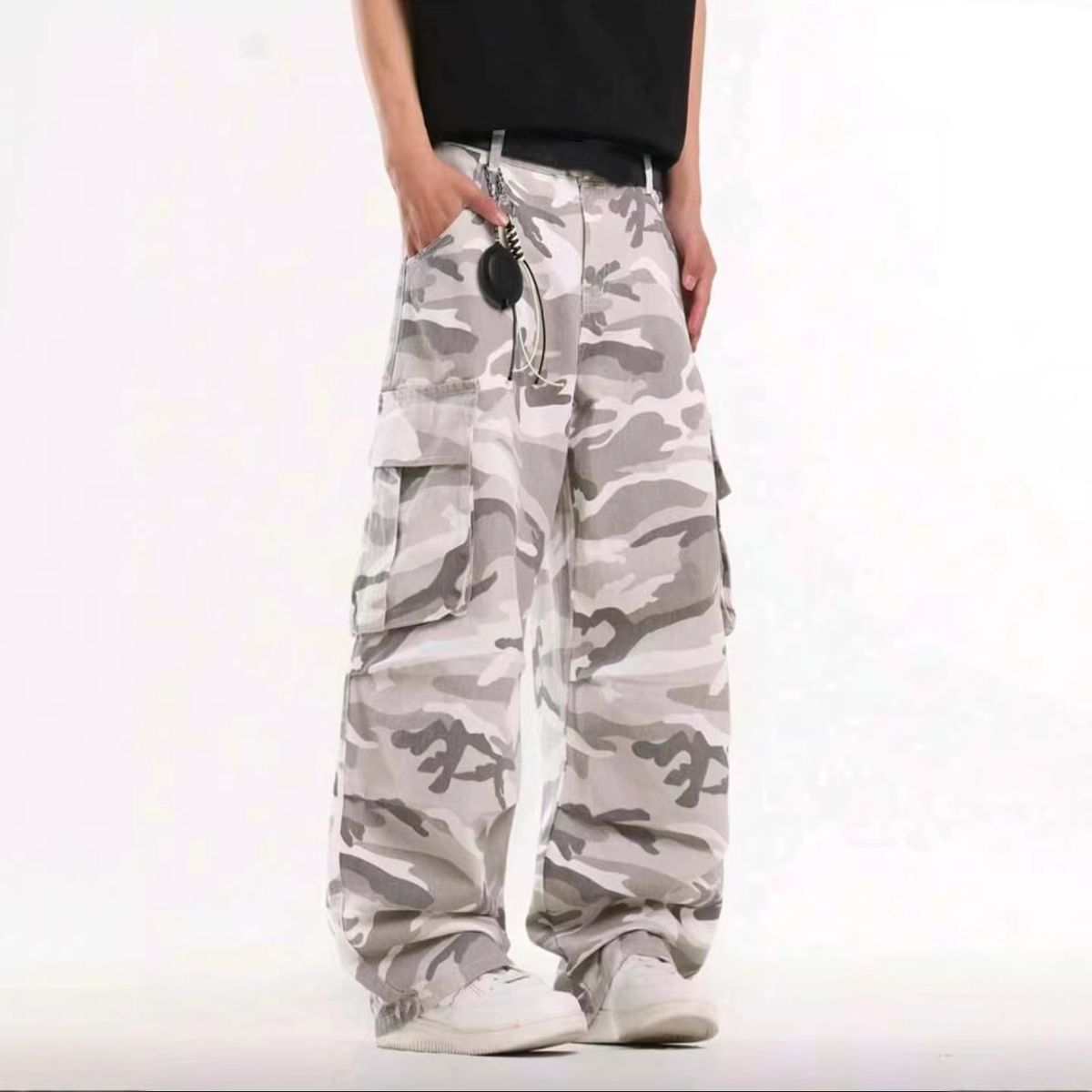 Men's Clothing Cargo Jeans – Washed Olive Relaxed Fit Straight-Leg Workwear Pants With Multi-Pockets (Military-Inspired, Streetwear Staple)_mkmklike.com