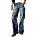 2025 Digital Print Five-Point Star Denim Women's Wide-Leg Long Trousers, Slightly Flared Pants, Best-Selling_mkmklike.com