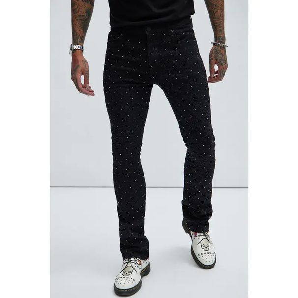 Men’s Rhinestone Washed Jeans – High Waist Straight Leg Denim Pants (S-3XL, Stretch Comfort, Retro Street Style)_mkmklike.com