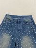 Stylish Rhinestone Embellished Women's Jeans - High Waist Straight Leg Denim Pants For Casual & Party Wear_mkmklike.com