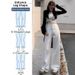 Women's High-Waisted Wide Leg Jeans White Loose Fit Slim Straight Leg Drape Detail Early Autumn Style for Petite Figures_mkmklike.com