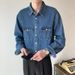 Light Ripe Style Spring And Autumn Clothes Top Korean Loose Long-sleeved Shirt Men's Trend Washed Denim Shirt_mkmklike.com