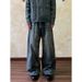 Men's Retro Washed Distressed Straight Leg Jeans Clean Fit High End Loose Versatile Pants_mkmklike.com