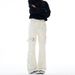 LKTM Men's Slim Fit Flared Jeans White Vibe Lace Up High Street Workwear Style Denim_mkmklike.com