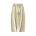 Men's Relaxed Fit Straight-Leg Jeans – Vintage Washed Denim Pants (Light Grey/Khaki/Black, 100% Cotton, Adjustable Drawstring, Unisex Street Style)_mkmklike.com