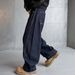 Men’s Classic Blue Washed Denim Jeans – Relaxed Straight Fit, Retro American Style Jeans_mkmklike.com