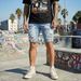 Slim-fit Ripped Elastic Denim Shorts Men's Trendy Brand INS Wind Beggar Five-point Pants Summer_mkmklike.com