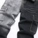In Stock 2025 European American Fashion Street Style Slim Straight Black And Gray Color Block Men's Denim Pants_mkmklike.com