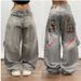 Men's Clothing Y2K Gothic Streetwear Jeans For Men – Baggy Straight-Leg Denim Pants With Distressed Wash & Graphic Prints (S-XXL, Hip-Hop Cargo Fit)_mkmklike.com