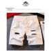 Men's Distressed Denim Shorts Classic Blue & White Lightweight Washed Streetwear Clothing Sizes 28-36_mkmklike.com