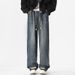 Retro Washed Denim Pants For Men – Streetwear Oversized Straight Fit With Distressed Details (M-XXXL) – 90s Grunge Aesthetic & Comfort Stretch_mkmklike.com