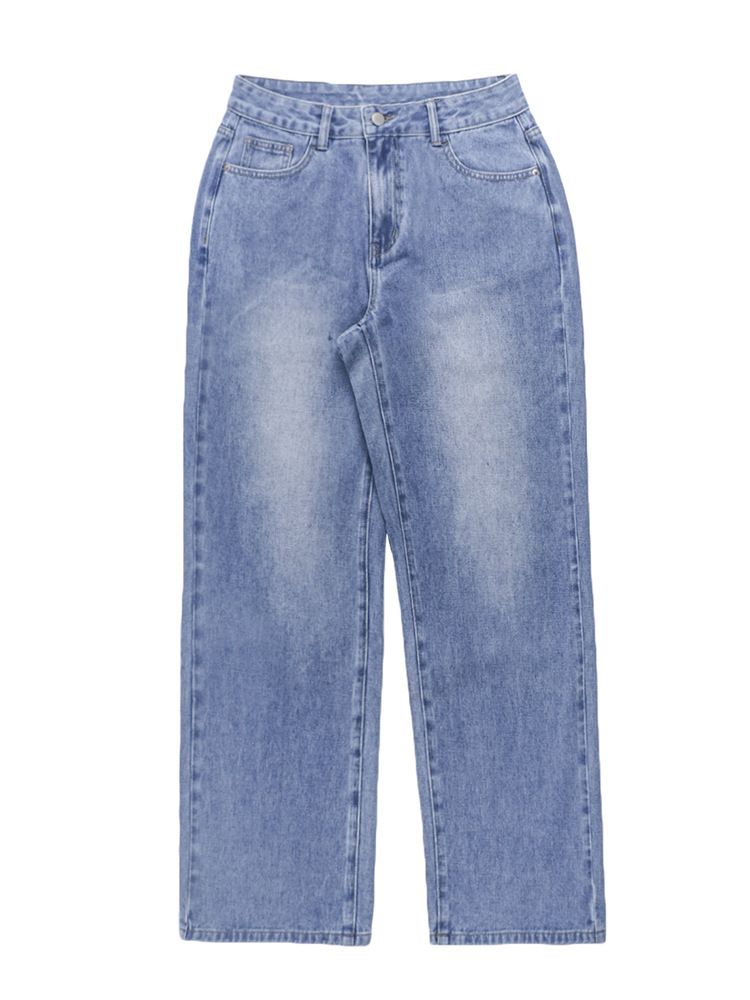 Women’s Clothing Women's Solid Washed Loose Jeans Street Style Loose Jeans Casual Wide Leg Pants_mkmklike.com