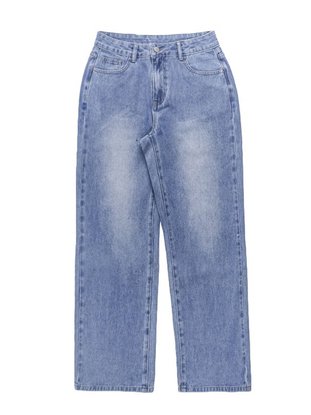Women’s Clothing Women's Solid Washed Loose Jeans Street Style Loose Jeans Casual Wide Leg Pants_mkmklike.com