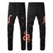 Men's Clothing American High Street Retro Jeans Men's Pants Worn Out Embroidered Snake Slim Fit Skinny Jeans Men's Pants_mkmklike.com