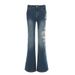 Rose Embroidered Flared Jeans For Women, Fall/Winter 2025, Export Women's Clothing, Low Waist, Pocket Design, Casual_mkmklike.com
