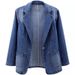 Women's Slim Fit Denim Blazer Jacket Single Button Open Front Casual Elegant Office Wear_mkmklike.com