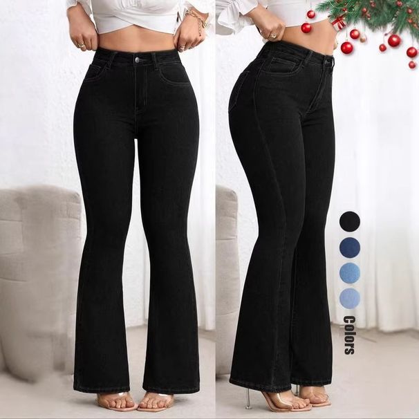 High-Waisted Stretch Slim Fit Flared Jeans for Women Hip Lifting Slightly Flared Pants Ready Stock New Arrivals_mkmklike.com