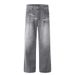 Punk High Washed Distressed Loose Jeans For Men, Niche Street Fashion Casual Spray Paint Wide-Leg Straight Pants_mkmklike.com
