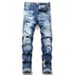 High-end Light Luxury Trendy Brand Ripped Patched Jeans For Men, Autumn And Winter Slim Fit, Trendy, Cool, With A_mkmklike.com