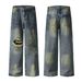 Men's Clothing Jeans Men And Women Oversize High Street Hole Straight Pants_mkmklike.com