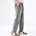 Men's Versatile Straight Leg Cropped Jeans mid Waist Loose Fit Trendy Street Style Basic Flattering for All Body Types plus Size_mkmklike.com