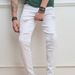 Men's Slim Fit White Distressed Jeans - High Street Fashion Straight Leg Ripped Patchwork Casual Pants_mkmklike.com
