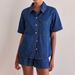 Women's Clothing Summer New Washed Retro Solid Color Short Sleeved Shirt Shorts Denim Suit Women_mkmklike.com