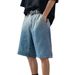 Men's Clothing Retro Style Men's Denim Shorts Summer Trendy Versatile Loose Straight Leg Casual Five Point Pants_mkmklike.com