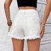 Women's Clothing Ins New Casual High Waist Raw Edge Hole Denim Shorts_mkmklike.com